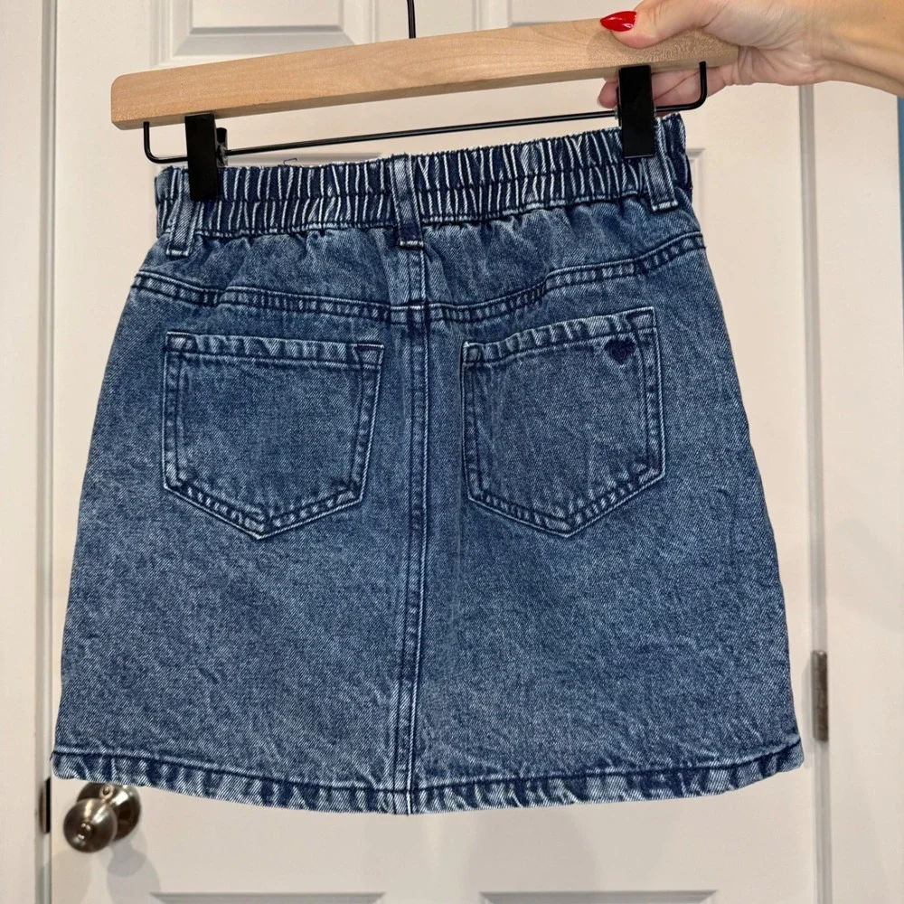 Justice Girls Denim Cargo Skort Acid Wash Blue Belted Mini Skirt Size 10